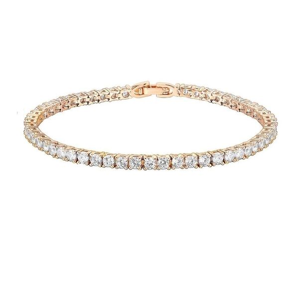 Elegant Rose Gold Tennis Bracelet - Picture 2 of 7